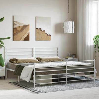 Bedframe met hoofd- en voeteneinde metaal wit 193x203 cm Bedframe met hoofd- en voeteneinde metaal wit 193x203 cm