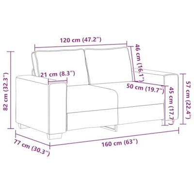 2-zitsbank 160x77x82 cm stof zwart