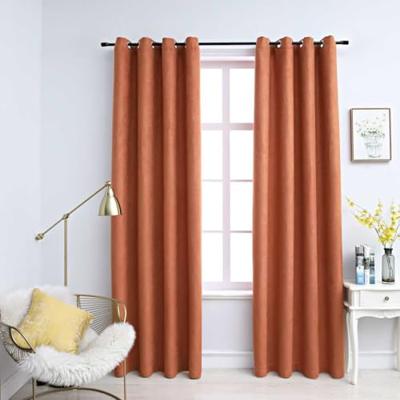 VidaXL Gordijnen verduisterend met ringen 2 st 140x245 cm roestkleur VidaXL Gordijnen verduisterend met ringen 2 st 140x245 cm roestkleur