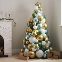 Ballonnen Kerstboom Groen/Wit/Goud - thumbnail