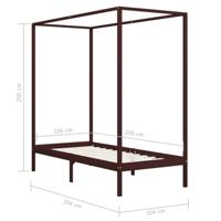 Hemelbedframe massief grenenhout donkerbruin 100x200 cm - thumbnail