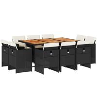 11-delige Tuinset met kussens poly rattan zwart - thumbnail