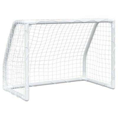 VidaXL Kindervoetbaldoelen 2 st met bal 64x35x48 cm metaal wit