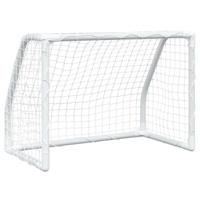 VidaXL Kindervoetbaldoelen 2 st met bal 64x35x48 cm metaal wit - thumbnail