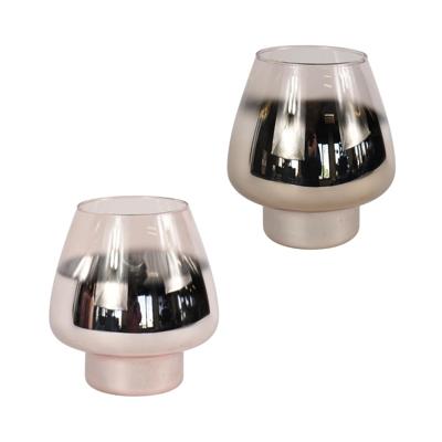 Windlicht glas zilverkleurig Ø17,5xH18cm