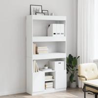 Hoge kast 92x33x180 cm bewerkt hout wit - thumbnail