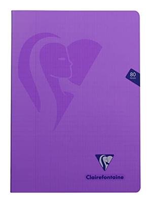 Clairefontaine schrift mimesys voor ft A4, 80 bladzijden, kaft in PP, geruit 4 x 8, geassorteerde kleuren