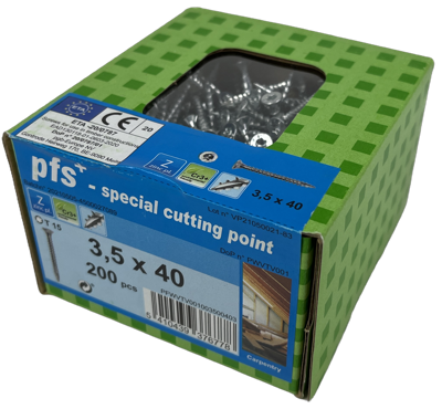 pgb-Europe PFS+ | Spaanplaatschroef PFS+ VZK-T Ø 3,5x40 Zn - PFWVTV001003500403
