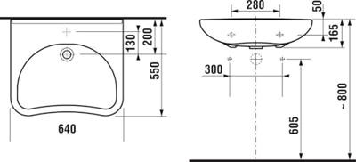 Plieger Rolstoelwastafel Brussel 64x55 cm Met Kraangat Zonder Overloop Wit - thumbnail
