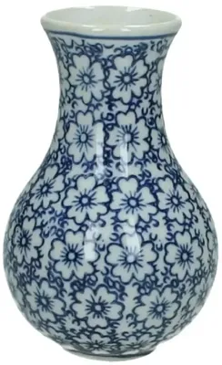 Vaas porselein delfts blauw, wit 7x7x12,5cm