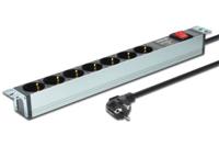 Digitus DN-95407 19 inch Stekkerdoos voor patchkast 1 HE Geaarde contactdoos Zwart - thumbnail
