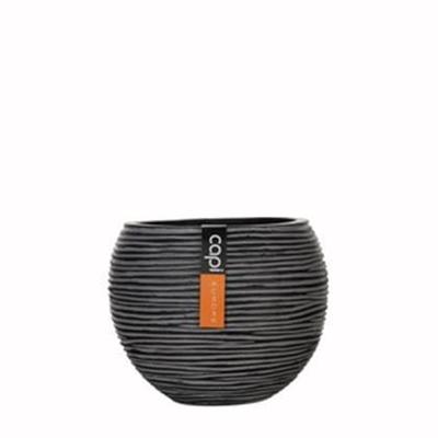 Vaas bol III Rib 17x14 zwart Capi Nature - Capi europe