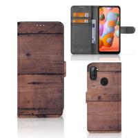 Samsung Galaxy M11 | A11 | Book Style Case | Old Wood - thumbnail
