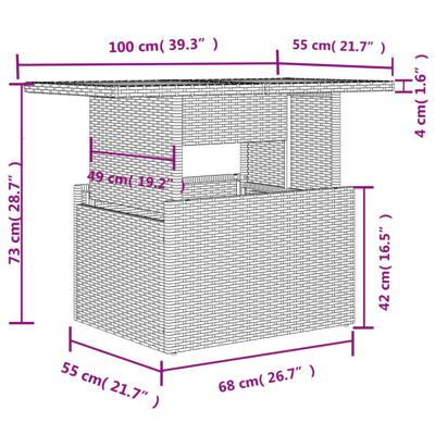 5-delige Loungeset met kussens poly rattan zwart - thumbnail