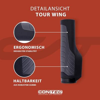 CONTEC handvatten "tour wing" ct grips tour wing 133 mm, black/grey - thumbnail