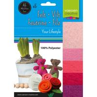 Vaessen Creative • vilt pakket 2mm a5 roze 5st. - thumbnail