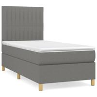 Boxspring met matras stof donkergrijs 90x200 cm - thumbnail