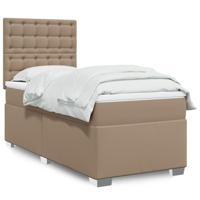 Boxspring met matras kunstleer cappuccinokleurig 100x200 cm - thumbnail