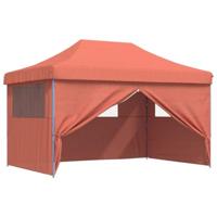Partytent inklapbaar pop-up met 4 zijwanden terracottakleurig - thumbnail