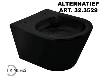 Wandcloset Wiesbaden Vesta Rimless 52 cm Mat Zwart (Excl. zitting)