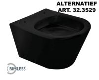 Wandcloset Wiesbaden Vesta Rimless 52 cm Mat Zwart (Excl. zitting) - thumbnail