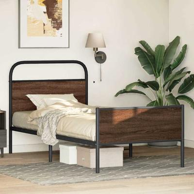 Bedframe zonder matras bewerkt hout bruin eikenkleur 107x203 cm - thumbnail