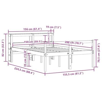 Seniorenbed met hoofdbord massief grenenhout wit 150x200 cm
