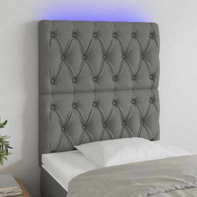 Hoofdbord LED 160x7x78/88 cm stof donkergrijs