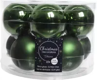 Decoris kerstballen glas dennengroen 6cm 10st - thumbnail