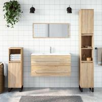 Badkamerkast met spiegel bewerkt hout sonoma eikenkleurig - thumbnail