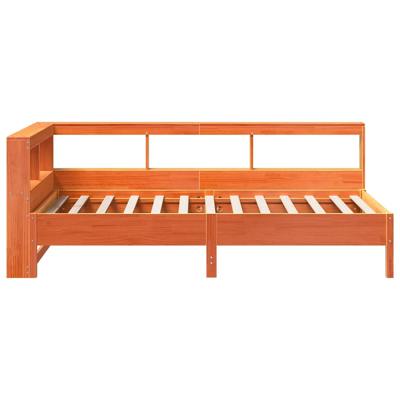 Bed met boekenkast zonder matras grenenhout wasbruin 150x200 cm