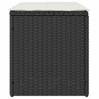 Tuinkrukken met kussens 2 st 40x40x43 cm poly rattan zwart - thumbnail