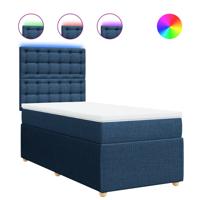 Boxspring met matras stof blauw 90x200 cm - thumbnail