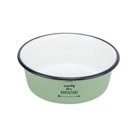 TRIXIE VOERBAK DRINKBAK EMAILLE / RVS GROEN 12X12 CM 300 ML - thumbnail