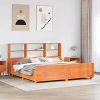 Bed met boekenkast zonder matras hout wasbruin 180x200 cm - thumbnail