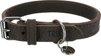 Trixie halsband hond rustic vetleer donkerbruin - thumbnail