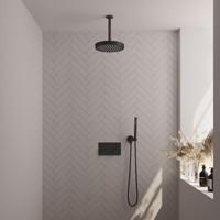 BRAUER Stripe Thermostatische Inbouw Regendouche - drukknoppen - SET 27 - 25cm douchekop - plafondarm - staaf handdouche - doucheslang - wandaansluitbocht - mat zwart 5-S-417 - thumbnail