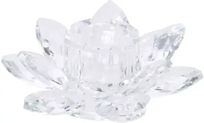 Decoris kandelaar glas bloem 11x3.5cm transparant Decoris kandelaar glas bloem 11x3.5cm transparant