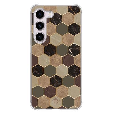 Samsung Galaxy S23 Plus shockproof hoesje - Kubus groen bruin