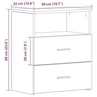 Nachtkastje 50x32x60 cm bewerkt hout artisanaal eikenkleurig - thumbnail