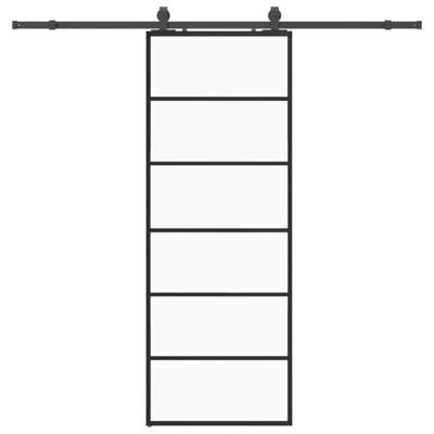 VidaXL Schuifdeur met beslagset 76x205 cm esg glas zwart