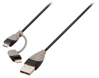 Bandridge BBM39400B10 2-in-1 Data En Oplaadkabel Usb Micro-b Male + Lightningadapter - A Male 1.00 M Zwart - thumbnail