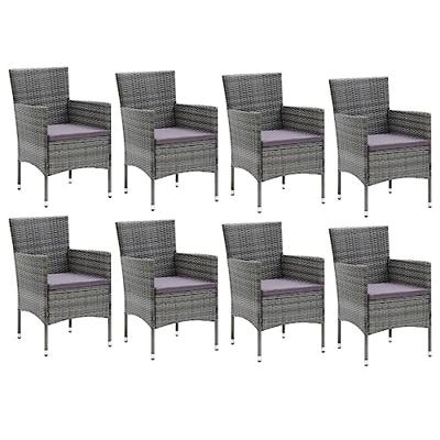 9-delige Tuinset met kussens poly rattan grijs - thumbnail