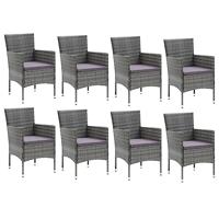 9-delige Tuinset met kussens poly rattan grijs - thumbnail