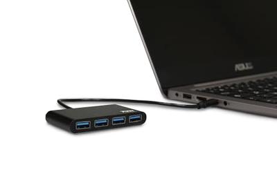 PORT Designs 900123 900123 USB-hub 4 poorten USB-A USB 3.0 5 GBit/s Met USB-C stekker Zwart
