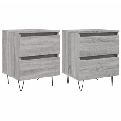 Nachtkastjes 2 st 40x35x50 cm bewerkt hout grijs sonoma eiken