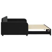 Slaapbank met onderschuifbed 100x200 cm fluweel zwart - thumbnail