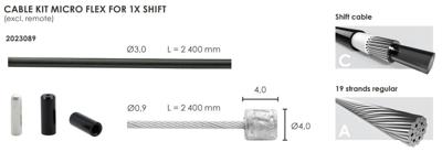 Elvedes schakel kabelkit micro flex ø3,2mm 2400mm/2500mm