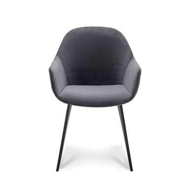 Eetkamerstoel Rouen - velvet - donkergrijs (2 stuks)