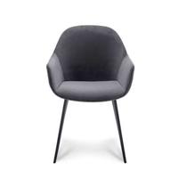 Eetkamerstoel Rouen - velvet - donkergrijs (2 stuks) - thumbnail